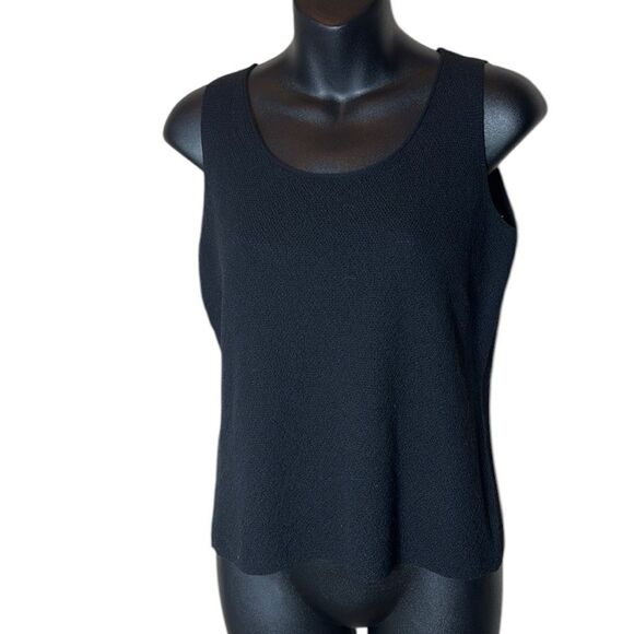 Eileen fisher women’s black textured knit 100% wool scoop neck tank top PS - Picture 1 of 5